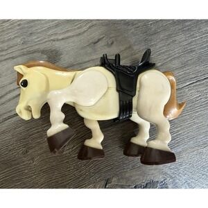 1979 vintage FISHER PRICE Husky Helper rodeo white and tan horse with saddle